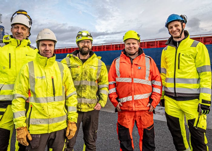 F.v. Dubravko Saric i BD, Knut Stensberg i PAM Norge, Ole-Jakob Bjerke i PAM Norge, Carl Marius Helstad i BD og Petter Midtgaard i BD. (Foto_ Jørn Søderholm, Praktisk Talt AS)