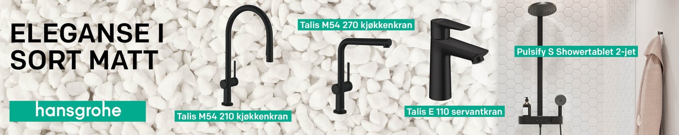 Eleganse i sort matt | hansgrohe | kraner | armatur | Brødrene Dahl
