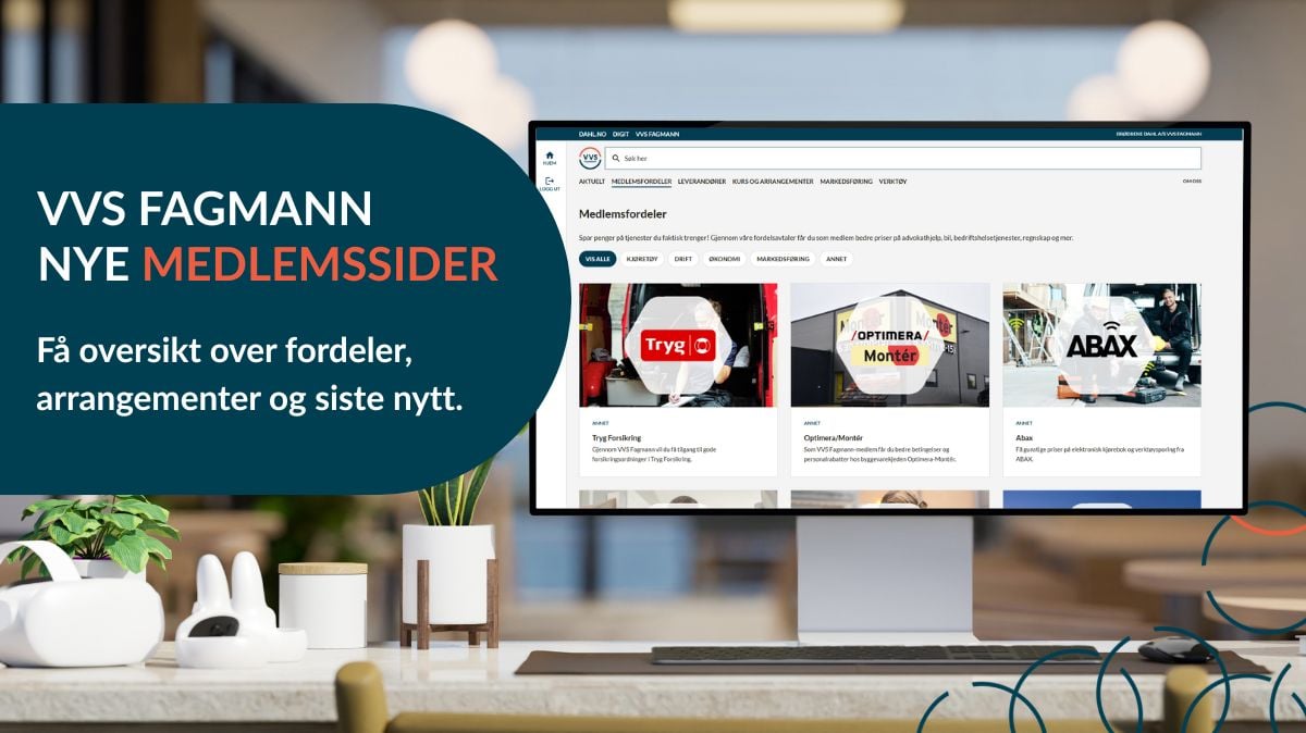 Nye medlemssider for VVS Fagmann